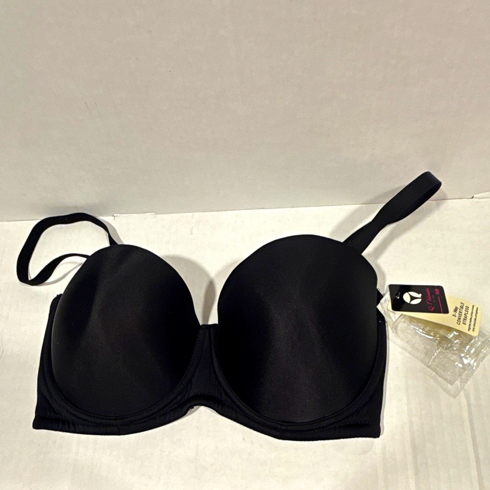 Q-T Intimates 5-Way Convertible Strapless Underwire Bra Black 38D 1103 NWT